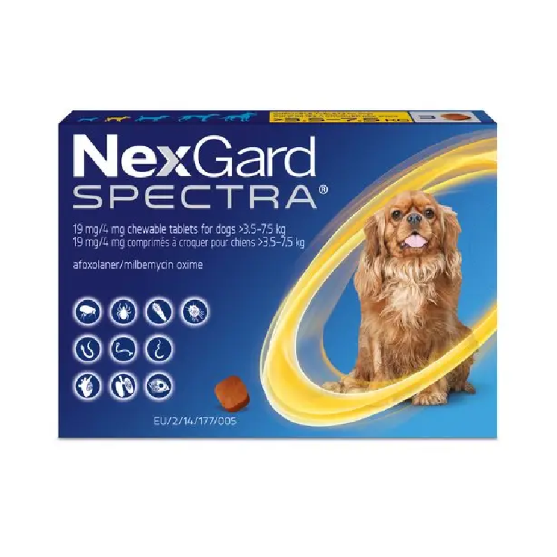 NexGard Spectra 3.5-7.5 kg Dog Internal & External Parasite Chew (3 Count)