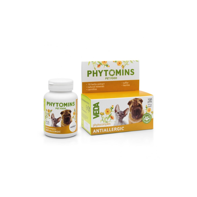 Veda Phytomins Antiallergic 100 Tablets | Cat Dog Allergy Support