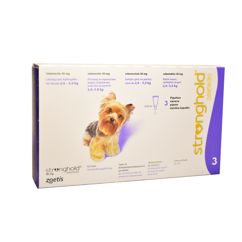 Stronghold 30 mg (2.6-5.0 kg) Dog | External Parasite Spot-On 3 Pipettes Stronghold 30 mg (2.6-5.0 kg) Dog | External Parasite Spot-On 3 Pipettes